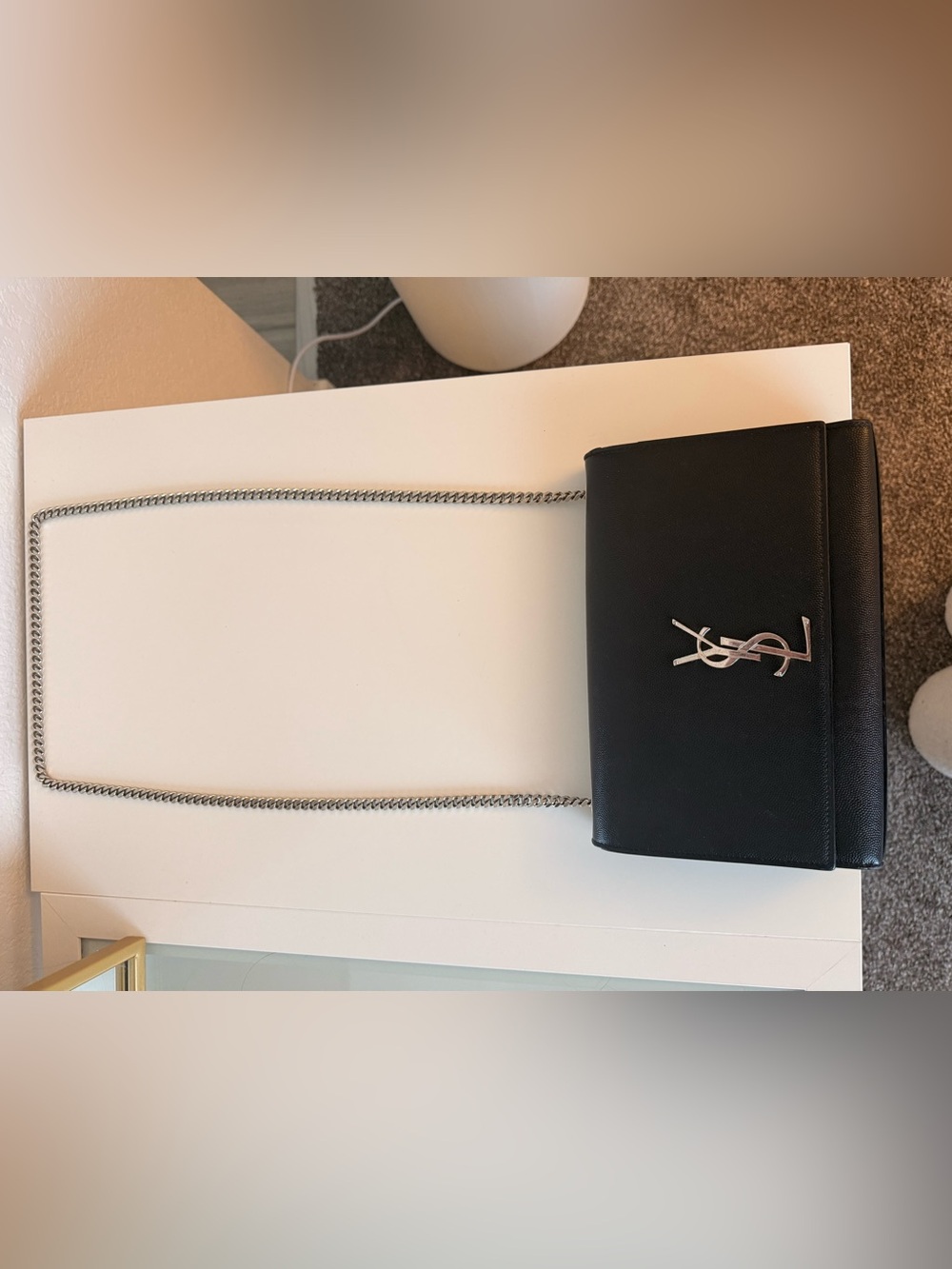 Saint Laurent Black Leather YSL Chain Crossbody Bag - Picture 4 of 9